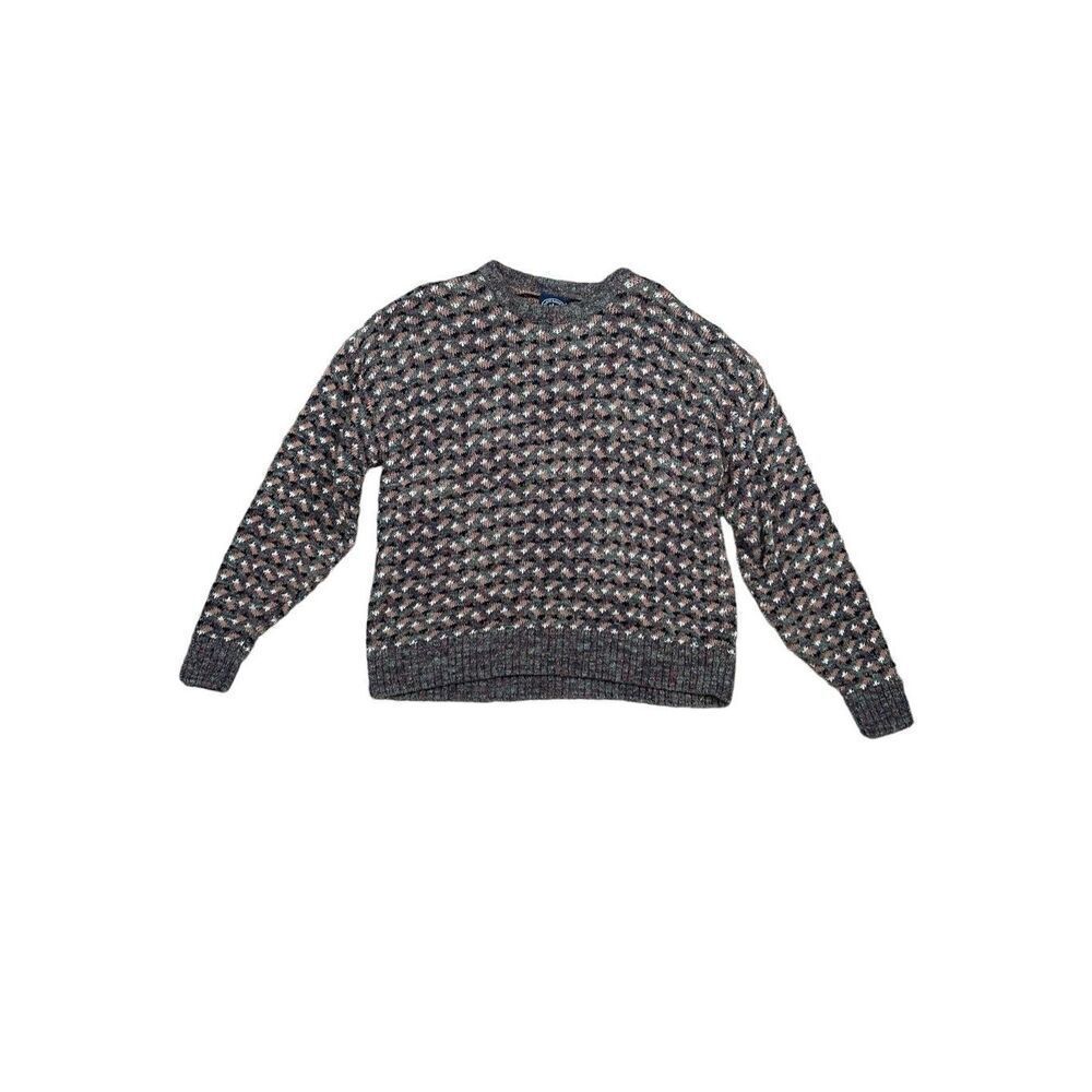 vintage boathouse row knit crewneck sweater grampa retro coogi men L multi print